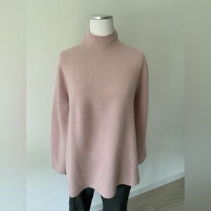 MIJEONG PARK - Contemporary Dusty Rose Drop-Shoulder, Turtleneck Sweater